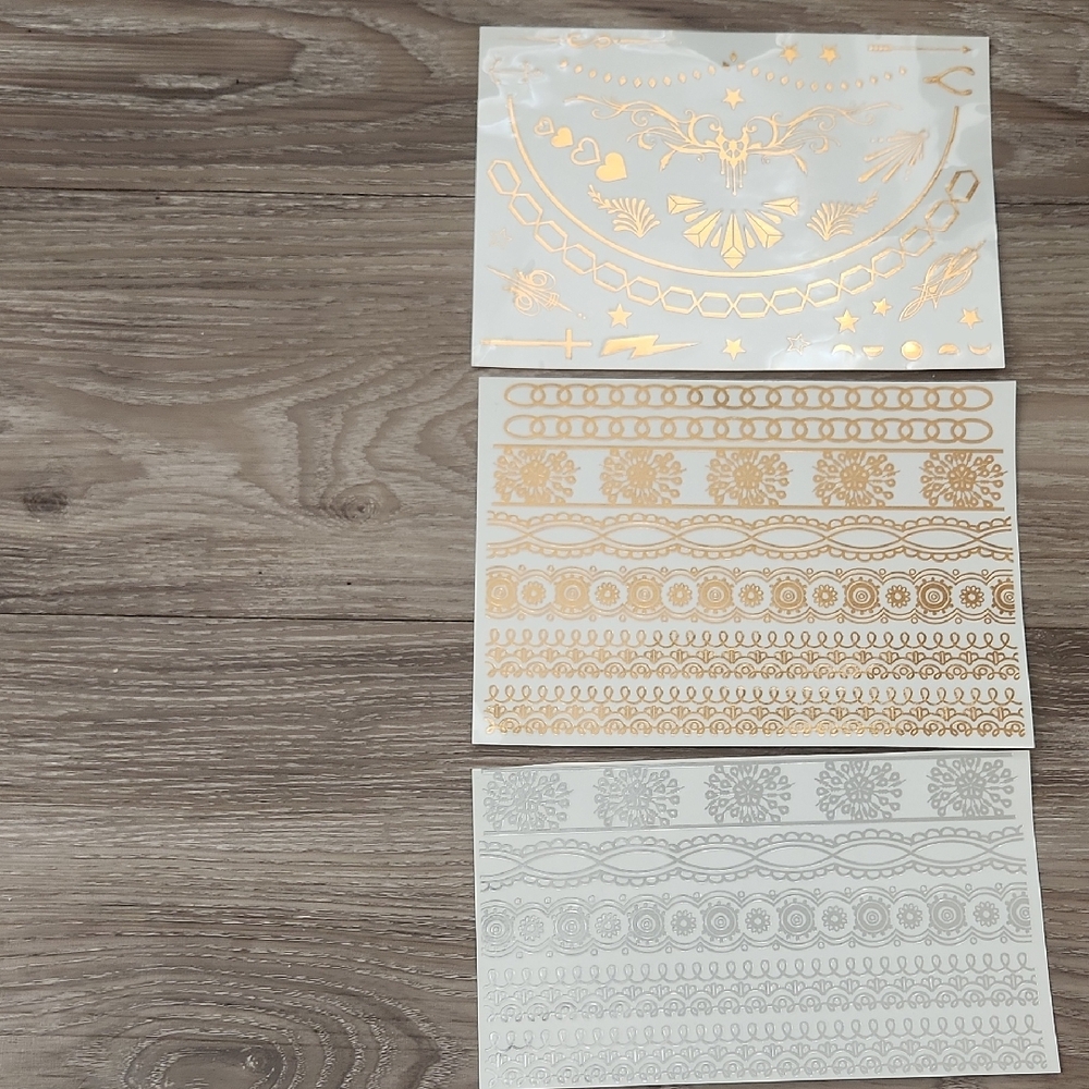 Gold and Silver Temporary Tattoo Set